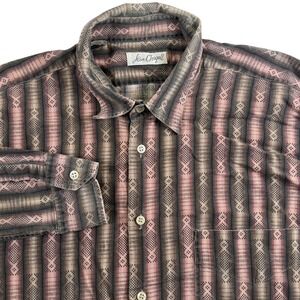 Vintage Jean Chagall Mens Button Up Shirt Striped Long Sleeve Made in Italy‎